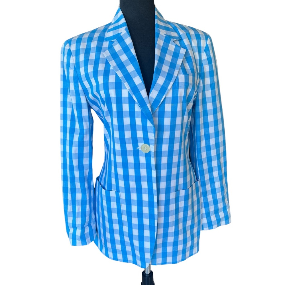MICHAEL KORS “KORS” Early 90’s Plaid Single Button Blazer Patch Pockets Size 4